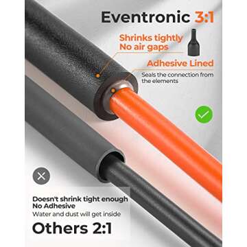Eventronic 400 Pcs Heat Shrink Tubing Kit-3:1 Ratio Adhesive Lined,Marine Grade Shrink Wrap - Industrial Heat-Shrink Tubing - Black