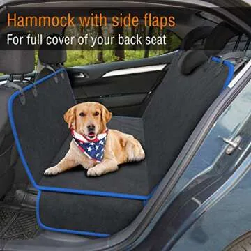 Active Pets Dog Car Seat Cover Car Seat Protector- Dog Seat Cover for Back Seat of SUVs, Trucks, Cars - Waterproof & Convertible Dog Hammock for Car Backseat - Dog Travel Accessories - Blue