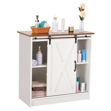 COSYSUPER White Coffee Bar Cabinet with Ample Storage