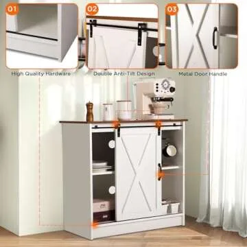 COSYSUPER White Coffee Bar Cabinet with Ample Storage