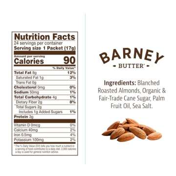 Barney Butter Almond Butter Snack Packs, Smooth, 0.6 Ounce (Pack of 24), Skin-Free Almonds, Non-GMO, Gluten Free, Keto, Paleo, Vegan