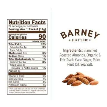 Barney Butter Almond Butter Snack Packs, Smooth, 0.6 Ounce (Pack of 24), Skin-Free Almonds, Non-GMO, Gluten Free, Keto, Paleo, Vegan