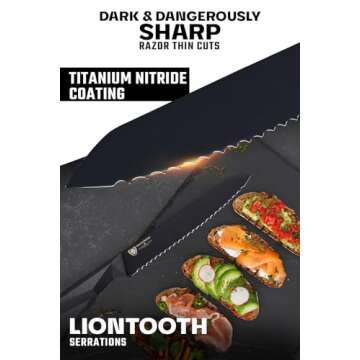 Dalstrong Serrated Utility Knife - 6.5 inch - Shadow Black Series - Black Titanium Nitride Coated Ki...