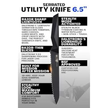 Dalstrong Serrated Utility Knife - Shadow Black Series - 6.5 inch