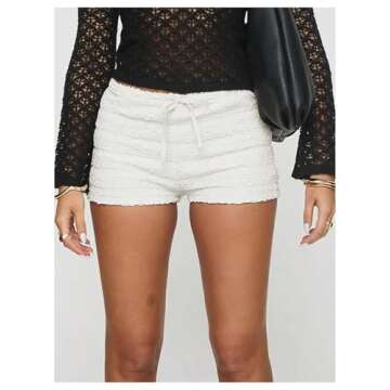 BEAUDRM Y2K Ruffle Low Waist Bloomer Shorts for Summer Style