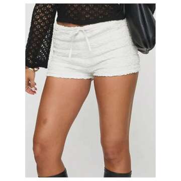 BEAUDRM Y2K Ruffle Low Waist Bloomer Shorts for Summer Style