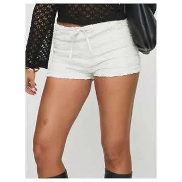 BEAUDRM Y2K Ruffle Low Waist Bloomer Shorts for Summer Style