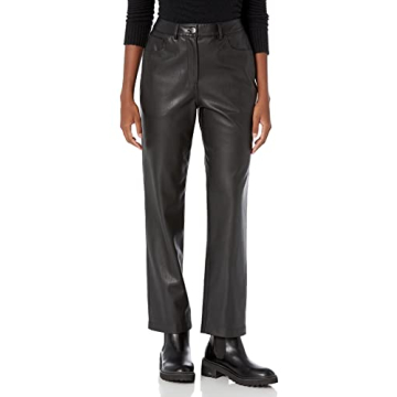 The Drop Women's Jack Vegan Leather Straight Leg Pants - Luxurious Black Style for Every Occasion