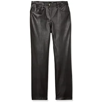 The Drop Women's Jack Vegan Leather Straight Leg Pants in Black