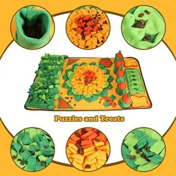 Snuffle Mat for Dogs, 5 Squeaky Carrots Nosework Sniffing Feeding Mat Toys Boredom and Stimulating Dog Puppy Puzzel Toy Slow Feeder Interactive Dog Toys for Stress Relief (Orange)