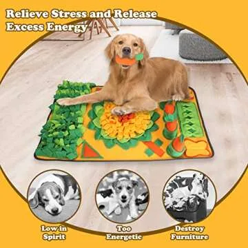 Snuffle Mat for Dogs, 5 Squeaky Carrots Nosework Sniffing Feeding Mat Toys Boredom and Stimulating Dog Puppy Puzzel Toy Slow Feeder Interactive Dog Toys for Stress Relief (Orange)