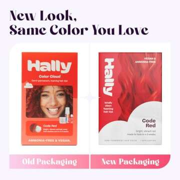 Hally Hair Color Cloud Hair Dye (Code Red) - Demi-Permanent Foam Hair Color for Women & Men - Mess-Free & Long-Lasting Hair Dye Kit, Hair Coloring Products Wash Out in 4-6 Weeks, Vegan