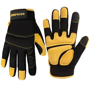 JUMPHIGH Men's Utility Mechanic Work Gloves - Flexible, Touchscreen Compatible