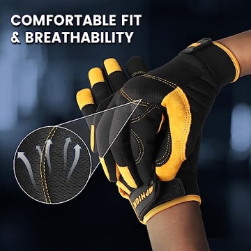 JUMPHIGH Mechanic Work Gloves - Touchscreen & Padded