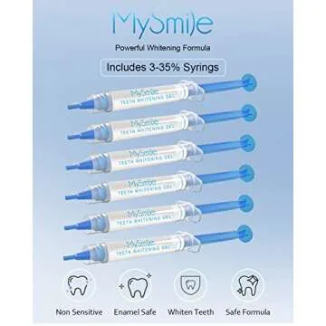 MySmile Teeth Whitening Kit with LED Light, 6 Non-Sensitive Teeth Whitening Gel,Teeth Whitener Dental Grade Tooth Whitening Gel for Tray, 10 min Fast Result Whitening