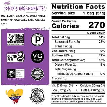 ARTISAN TROPIC Cassava Strips Sea Salt - 8 Pack, 2oz - Vegan, Paleo, Gluten Free Chips – Non-GMO Healthy Snack Potato Chip Alternative for Lunches, Dipping, Parties - Baked Cassava Flour Chips