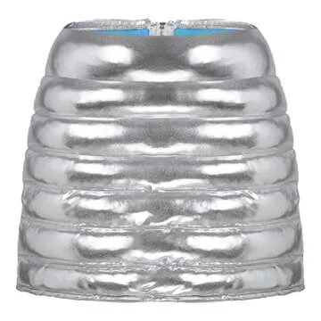 CHICTRY Women's Lightweight Puffer Skirt Metallic Shiny Sport Skorts Warm Quilted Mini A-line Skirt Silver Large