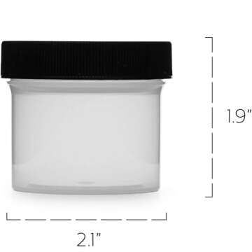 Cornucopia Brands Salad Dressing Condiment Containers (6-Pack); 2-Ounce To-Go Plastic Mini Food Storage Jars for Lunch Boxes; Carry Up to 4 Tablespoons