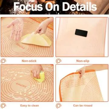 Non-slip Silicone Pastry Mat 34x26 Inch Baking Mat Perfect for Dough Mat, Counter Mat, Nonstick Pastry Board, Dough Rolling Mat, Kneading Mat, Pie Crust Mat, Fondant Mat, Pasta/Pizza Mat