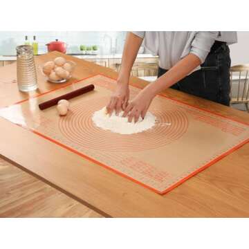 Non-slip Silicone Pastry Mat 34x26 Inch Baking Mat Perfect for Dough Mat, Counter Mat, Nonstick Pastry Board, Dough Rolling Mat, Kneading Mat, Pie Crust Mat, Fondant Mat, Pasta/Pizza Mat