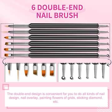 SAVILAND Nail Art Brushes Set - 6pcs Double-End Nail Art Tools Professional Nail Art Kit Dotting Too...