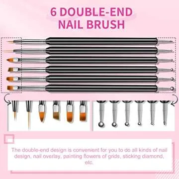SAVILAND Nail Art Brushes Set - 6pcs Double-End Nail Art Tools Professional Nail Art Kit Dotting Too...