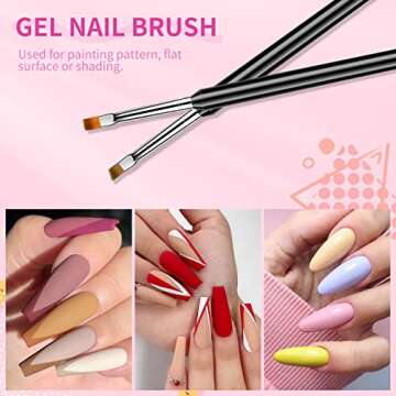 SAVILAND Nail Art Brushes Set - 6pcs Double-End Nail Art Tools Professional Nail Art Kit Dotting Tools Line Pen Painting Brushes for Gel Polish Nail Design French Manicure