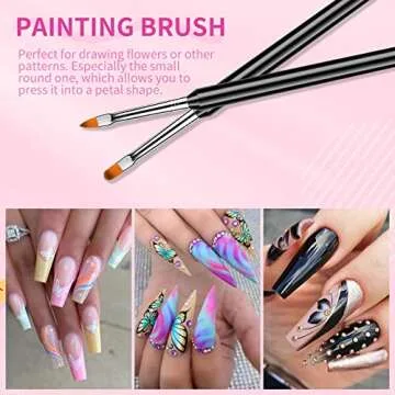 SAVILAND Nail Art Brushes Set - 6pcs Double-End Nail Art Tools Professional Nail Art Kit Dotting Tools Line Pen Painting Brushes for Gel Polish Nail Design French Manicure