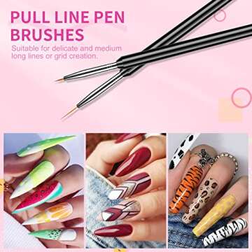 SAVILAND Nail Art Brushes Set - 6pcs Double-End Nail Art Tools Professional Nail Art Kit Dotting Tools Line Pen Painting Brushes for Gel Polish Nail Design French Manicure