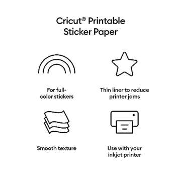 Cricut Printable Sticker Paper in White Bundle - DIY Sticker Making Supplies, Adhesive Paper for Custom Decal Designs for Decorating Laptop Cases and Notebooks, Sticker Sheets for Inkjet Printers