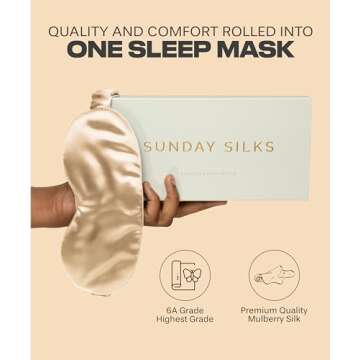 SUNDAYSILKS™ Exclusive Mulberry Silk Sleep Mask | Soft Eye Covers, Blackout Sleeping Mask for Wome...