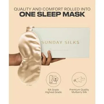 SUNDAYSILKS™ Exclusive Mulberry Silk Sleep Mask | Soft Eye Covers, Blackout Sleeping Mask for Wome...