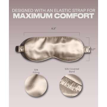 SUNDAYSILKS™ Exclusive Mulberry Silk Sleep Mask | Soft Eye Covers, Blackout Sleeping Mask for Women & Men | Silk Eye Mask for Sleep, Travel, and Relaxation | Antifaz para Dormir [Nude Champagne]