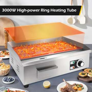 Dyna-Living 22" Commercial Electric Griddle - High Performance Stainless Steel Cooking Surface