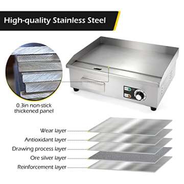 Dyna-Living 22'' Commercial Electric Griddle - 3000W Efficiency