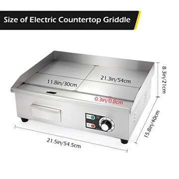 Dyna-Living 22'' Commercial Electric Griddle - 3000W Efficiency