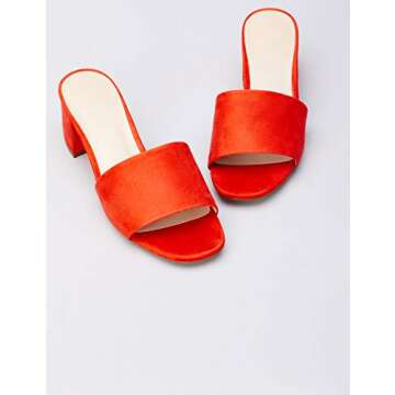 FIND Block Heel Mule, Women’s Open Toe Sandals, Orange (Hot Coral Hot Coral), 6 UK (39 EU)