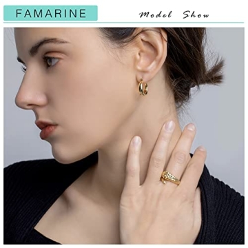 FAMARINE Classic Chunky Hoop Earrings for Everyday Elegance