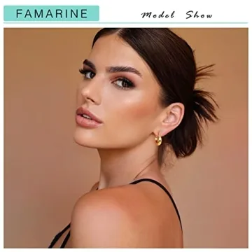 FAMARINE Classic Chunky Hoop Earrings for Everyday Elegance