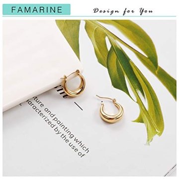 FAMARINE Classic Chunky Hoop Earrings for Everyday Elegance