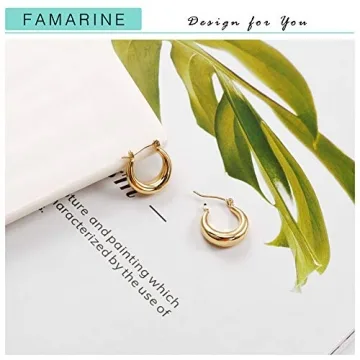 FAMARINE Classic Chunky Hoop Earrings for Everyday Elegance