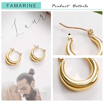 FAMARINE Classic Chunky Hoop Earrings for Everyday Elegance