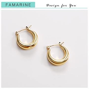 FAMARINE Classic Chunky Hoop Earrings for Everyday Elegance