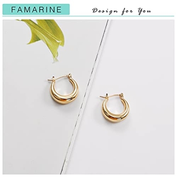 FAMARINE Classic Chunky Hoop Earrings for Everyday Elegance