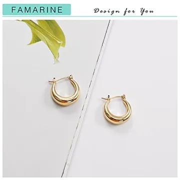 FAMARINE Classic Chunky Hoop Earrings for Everyday Elegance