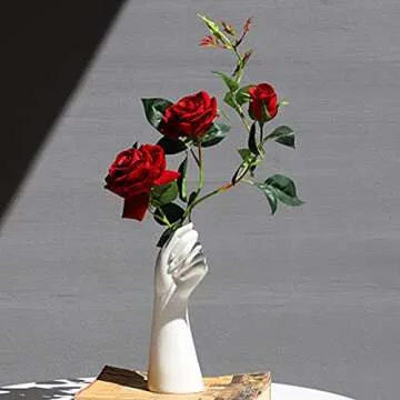 Artistic Hand-Shaped Ceramic Flower Vase for Home Decor