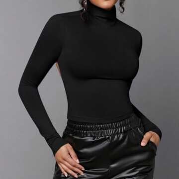 FWSAM Women Sexy Turtleneck Backless Tee for Chic Style