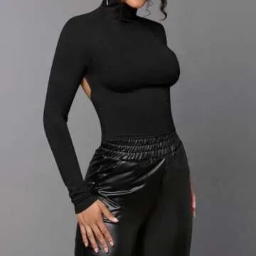 FWSAM Women Sexy Turtleneck Backless Tee for Chic Style