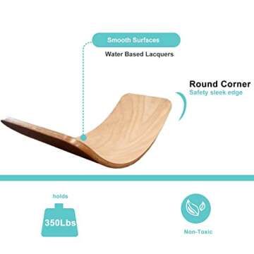 HUOVTR Wooden Balance Board Kids, 35 Natural Wooden Wobble Balance Board For Kids,Toddler,Teen & Adults, Holds Up to 400lbs, Gift For Body Training, Rocker Board For Yoga, Open Ended Learning Toy