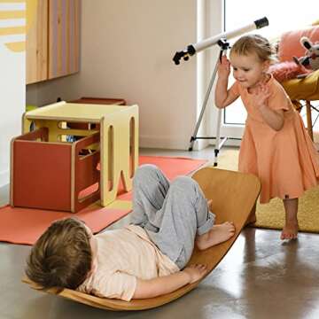 HUOVTR Wooden Balance Board Kids, 35 Natural Wooden Wobble Balance Board For Kids,Toddler,Teen & Adults, Holds Up to 400lbs, Gift For Body Training, Rocker Board For Yoga, Open Ended Learning Toy